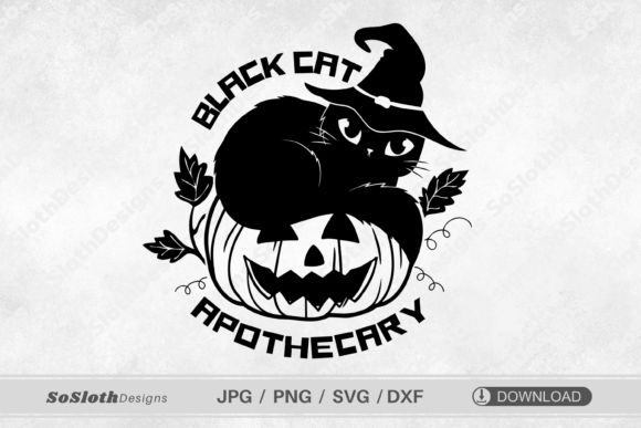 Black Cat Apothecary Svg, Cat Halloween