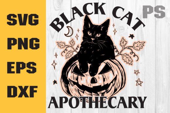 Black Cat Apothecary Svg, Png, Dxf