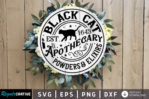 Black Cat Est Svg Design