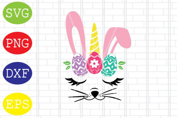 Cat Face Easter Eggs Svg, Cat Bunny