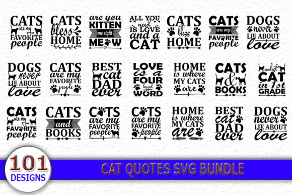 Cat Quotes SVG Designs Bundle