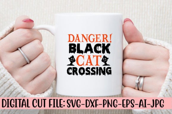 Danger Black Cat Crossing SVG Cut File