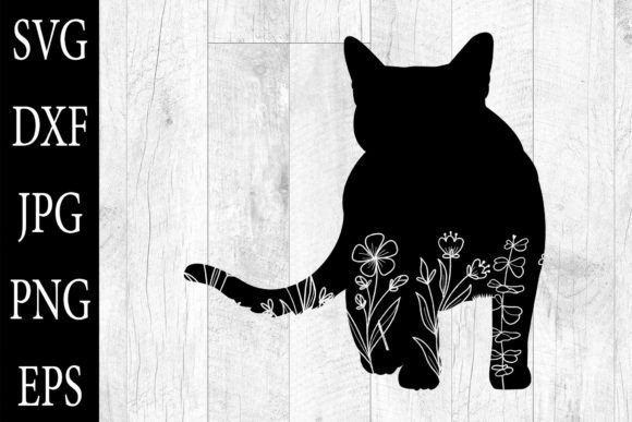 Floral Cat Silhouettes SVG EPS PNG