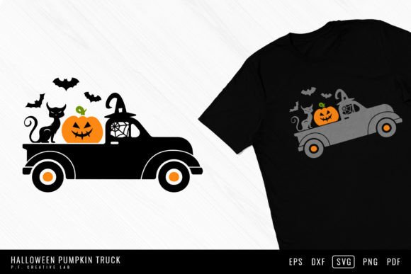 Halloween Truck Scary Cat Pumpkin SVG
