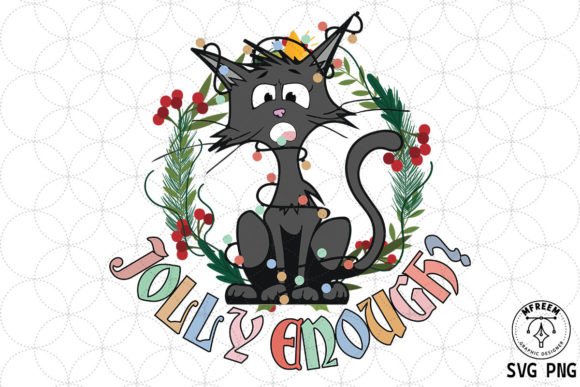 Jolly Enough Black Cat Christmas SVG