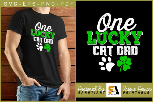 St. Patrick's Day One Lucky Cat Dad Svg