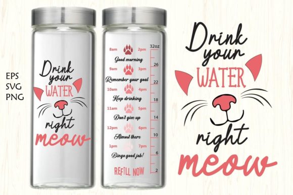 Water Tracker SVG, Cat Water Tracker
