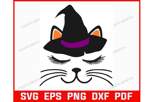 Witch Cat Head Cute Cat Popular Svg